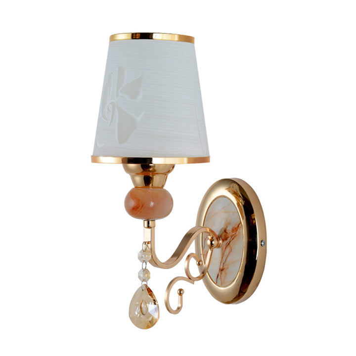 Lisslune | Gold Wall Light Contemporary 1 Light Textured Glass Wall Mounted Light Fixture for Living Room