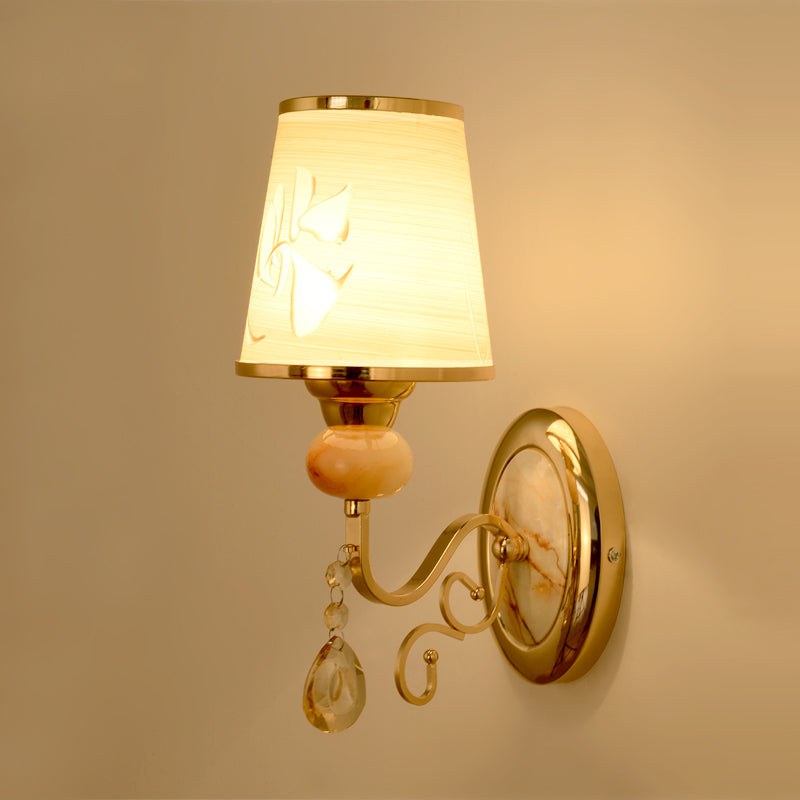 Lisslune | Gold Wall Light Contemporary 1 Light Textured Glass Wall Mounted Light Fixture for Living Room