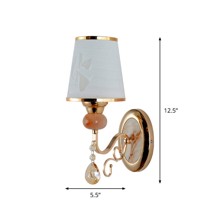 Lisslune | Gold Wall Light Contemporary 1 Light Textured Glass Wall Mounted Light Fixture for Living Room