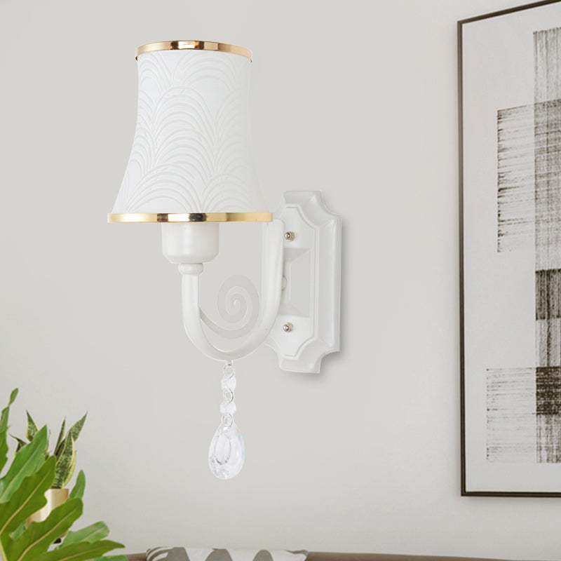Lisslune | Gold Wall Light Contemporary 1 Light Textured Glass Wall Mounted Light Fixture for Living Room