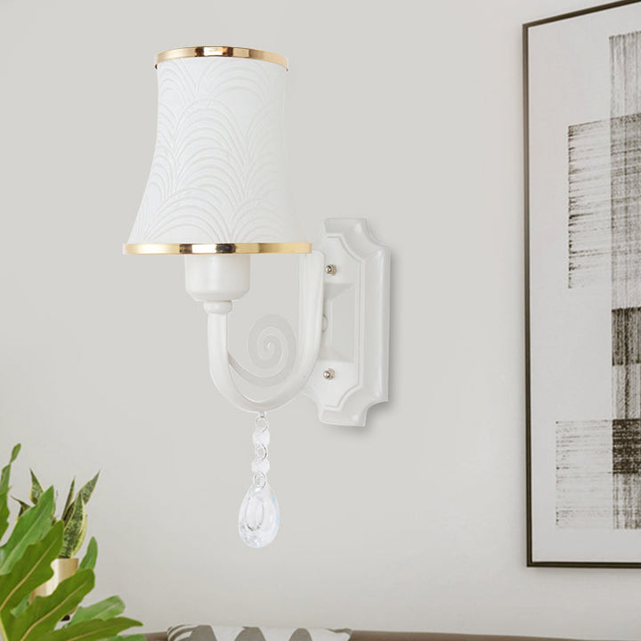Lisslune | Gold Wall Light Contemporary 1 Light Textured Glass Wall Mounted Light Fixture for Living Room