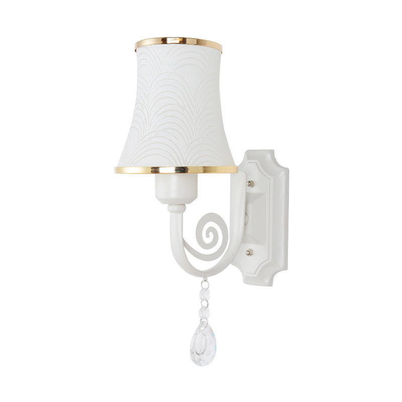 Lisslune | Gold Wall Light Contemporary 1 Light Textured Glass Wall Mounted Light Fixture for Living Room