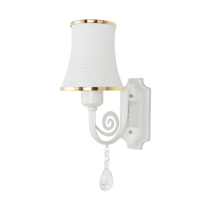 Lisslune | Gold Wall Light Contemporary 1 Light Textured Glass Wall Mounted Light Fixture for Living Room