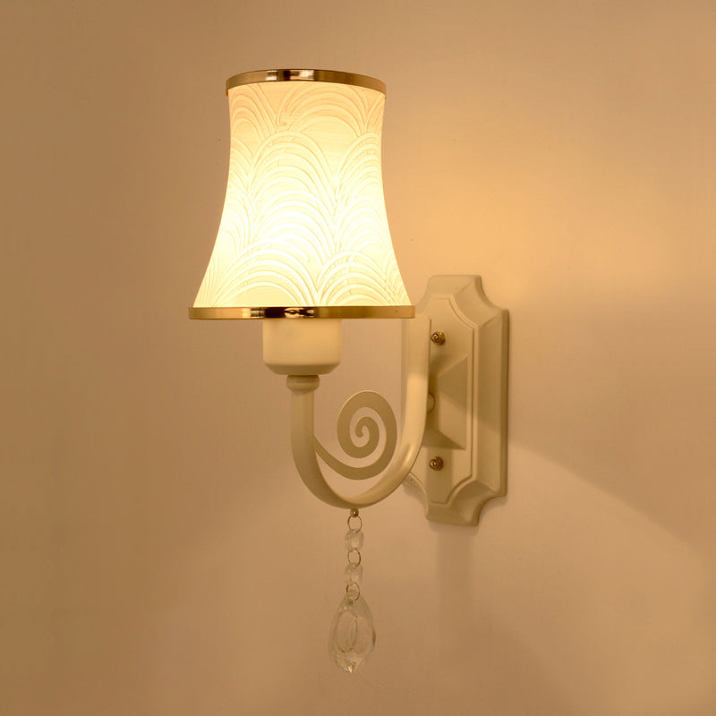 Lisslune | Gold Wall Light Contemporary 1 Light Textured Glass Wall Mounted Light Fixture for Living Room