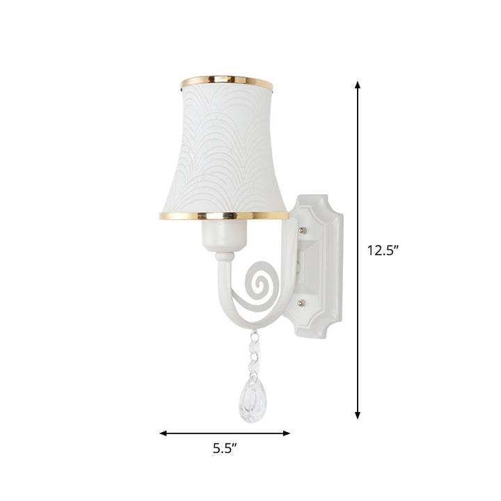 Lisslune | Gold Wall Light Contemporary 1 Light Textured Glass Wall Mounted Light Fixture for Living Room