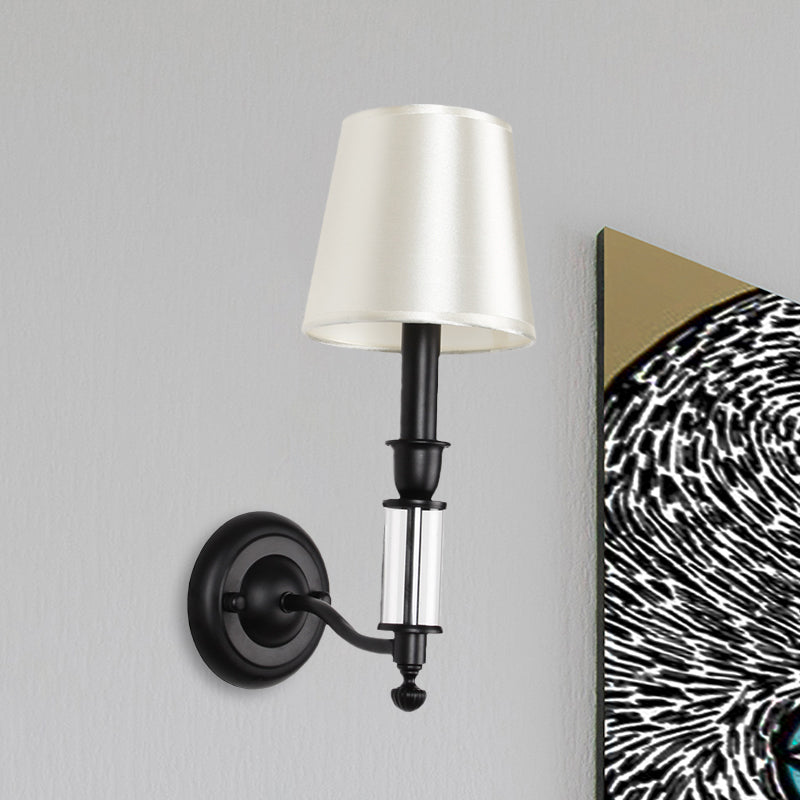 Lisslune | Regular Crystal Shade Wall Light Modernist 1 Head Black Metal Wall Mounted Lighting with Candle Holder Design