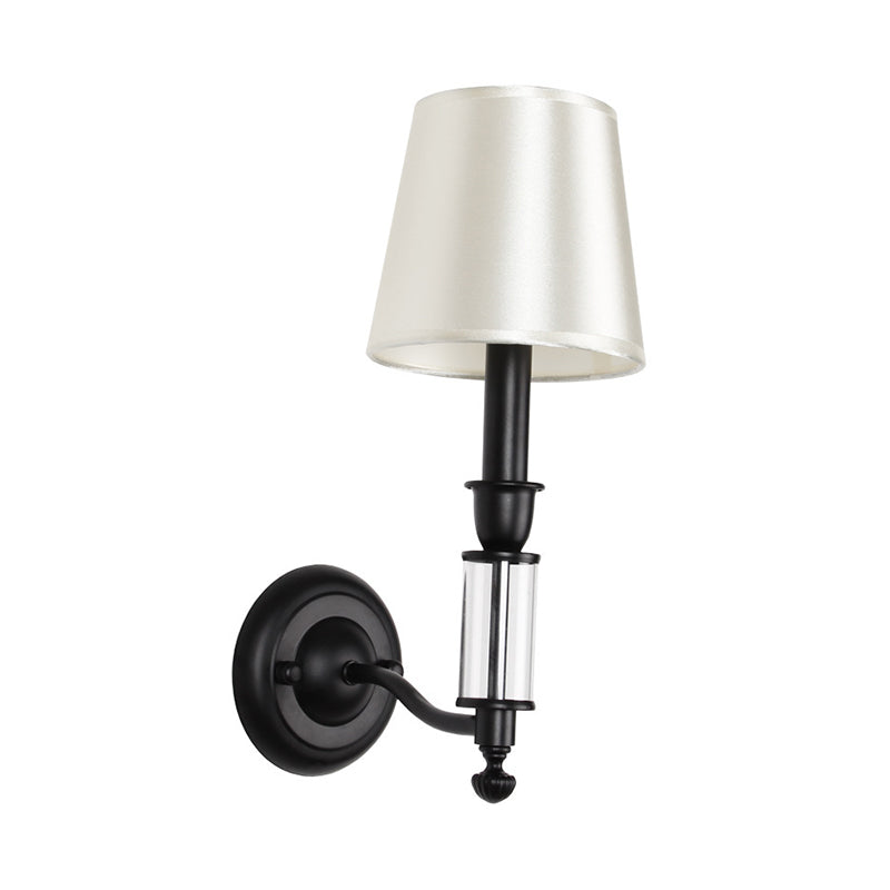 Lisslune | Regular Crystal Shade Wall Light Modernist 1 Head Black Metal Wall Mounted Lighting with Candle Holder Design