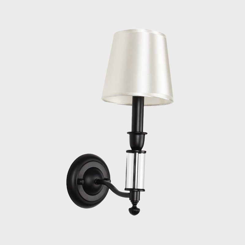 Lisslune | Regular Crystal Shade Wall Light Modernist 1 Head Black Metal Wall Mounted Lighting with Candle Holder Design
