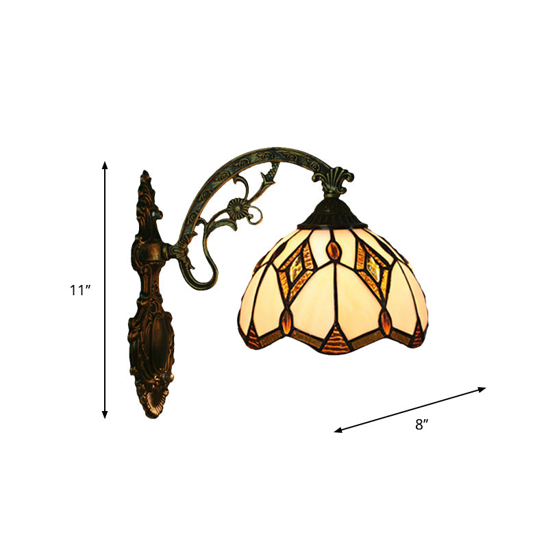 Lisslune | Wave-Edge Bowl Wall Lamp 1-Light Tiffany Glass Crafts Wall Mount Light Fixture in Bronze