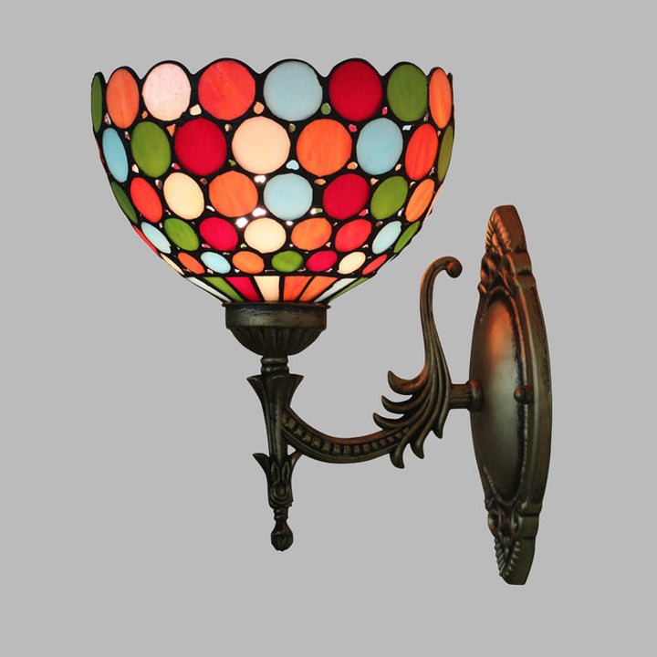 Lisslune | Spots/Semicircles Wall Lamp Single Bulb Yellow Glass Tiffany Wall Mounted Light Fixture in Bronze