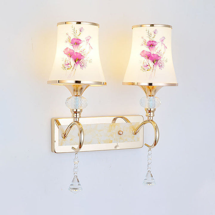 Lisslune | 1/2-Light Bedroom Wall Lighting Modernist Gold Wall-Mounted Lamp with Arch-Shaped Painted Glass Shade