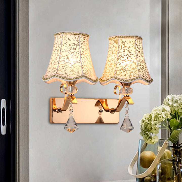 Lisslune | Empire Shade Wall Mounted Light Fixture Modernist Fabric 2 Lamps Wall Lamp for Bedroom