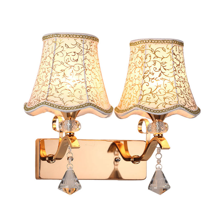 Lisslune | Empire Shade Wall Mounted Light Fixture Modernist Fabric 2 Lamps Wall Lamp for Bedroom