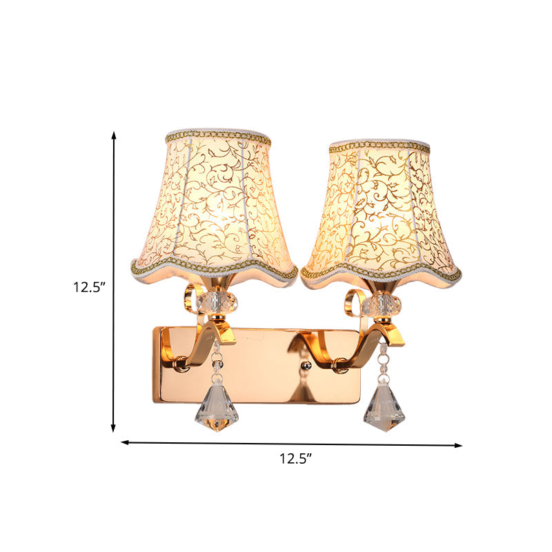 Lisslune | Empire Shade Wall Mounted Light Fixture Modernist Fabric 2 Lamps Wall Lamp for Bedroom