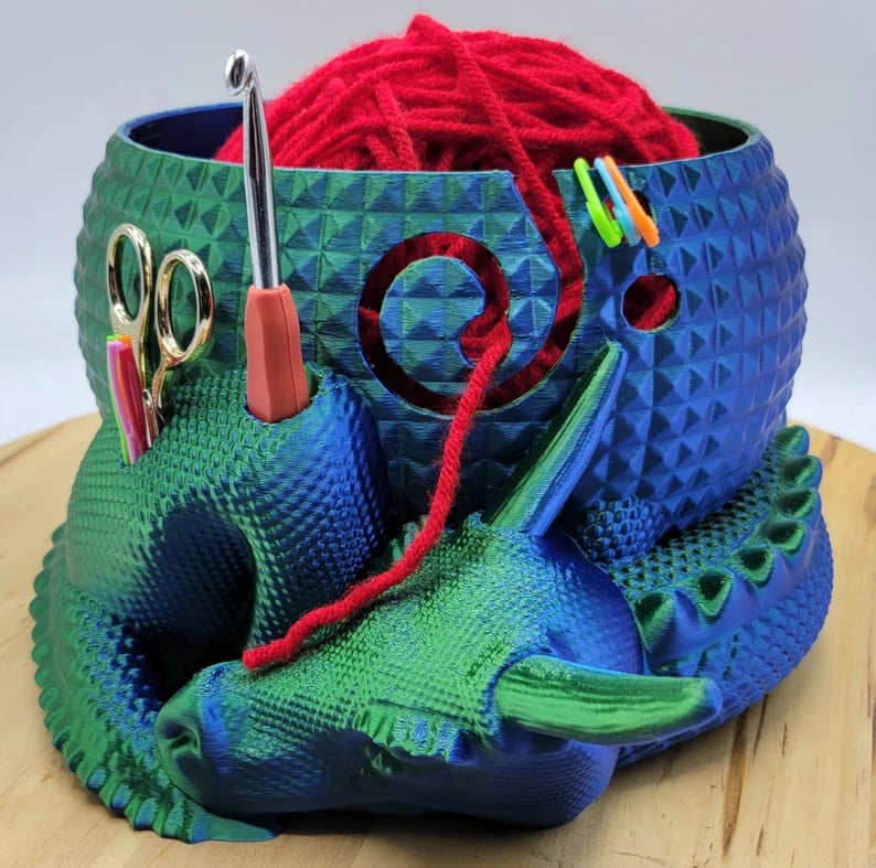 Lisslune | Large Fantasy Dragon and Egg Fantasy Bowl Knitting or Crochet Bowl