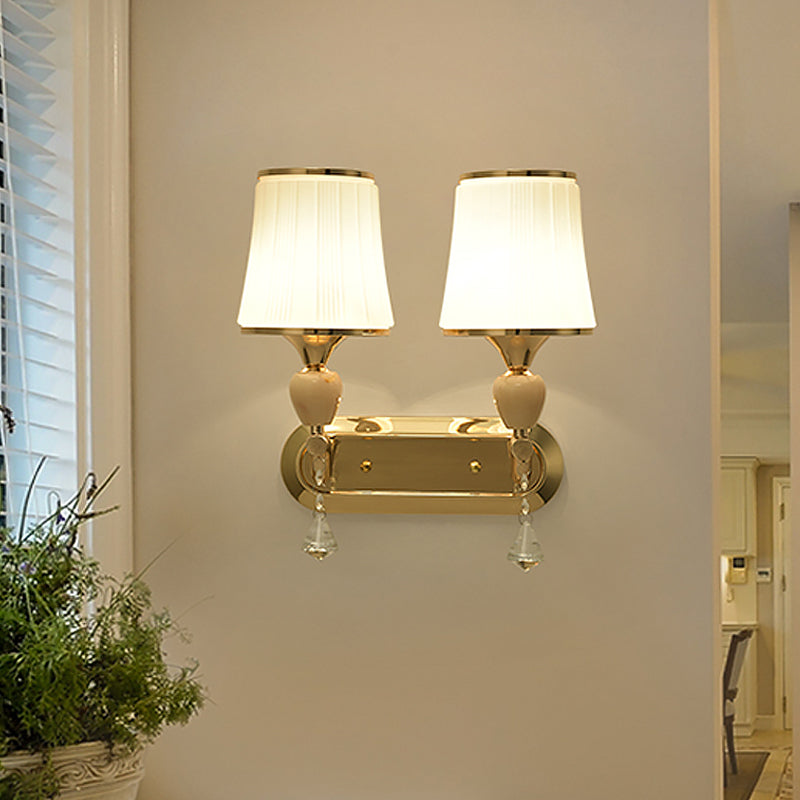 Lisslune | 1- Head Bell Wall Scone Lighting with Glass Shade Modernist Living Room Gold Wall Mount Light