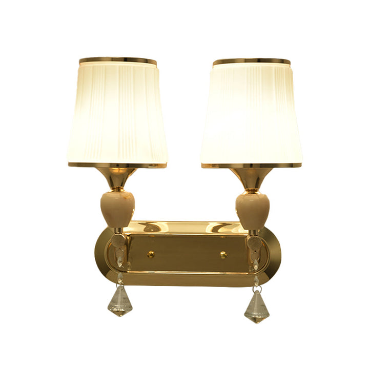 Lisslune | 1- Head Bell Wall Scone Lighting with Glass Shade Modernist Living Room Gold Wall Mount Light