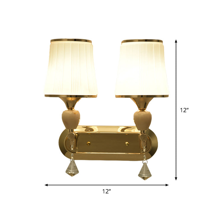 Lisslune | 1- Head Bell Wall Scone Lighting with Glass Shade Modernist Living Room Gold Wall Mount Light