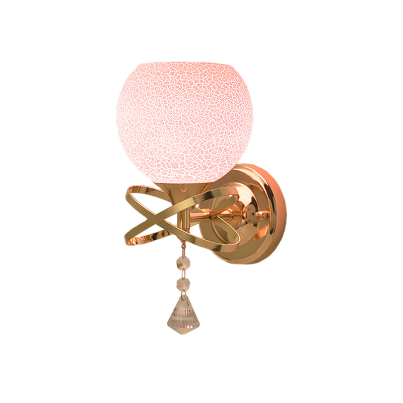 Lisslune | Post Modern Diamond Wall Light 1-Bulb Crystal Wall Mounted Lamp with Pink Broken Glass Shade