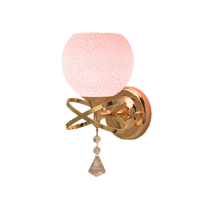 Lisslune | Post Modern Diamond Wall Light 1-Bulb Crystal Wall Mounted Lamp with Pink Broken Glass Shade