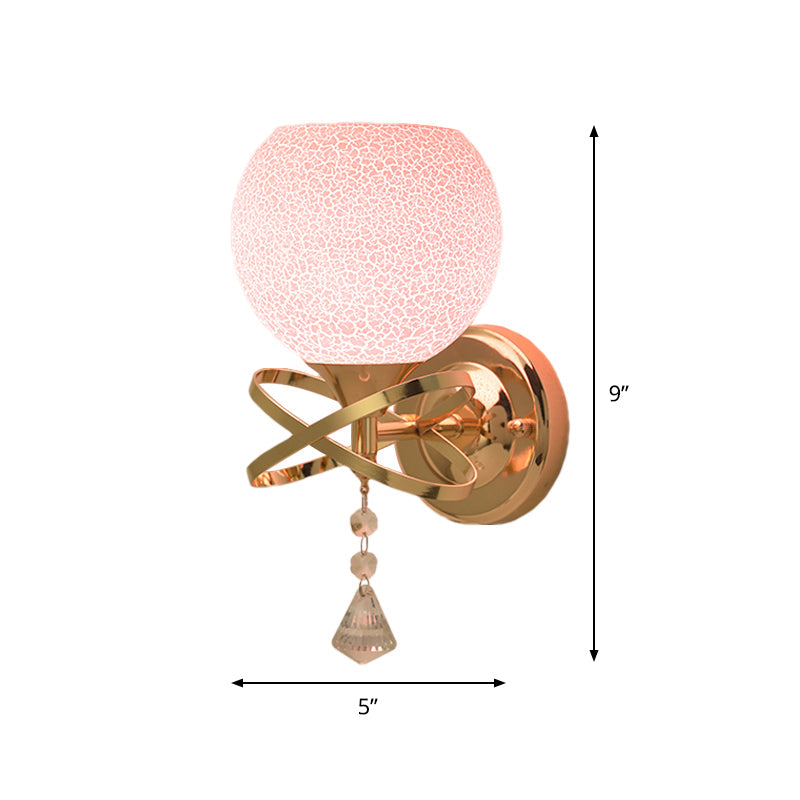 Lisslune | Post Modern Diamond Wall Light 1-Bulb Crystal Wall Mounted Lamp with Pink Broken Glass Shade