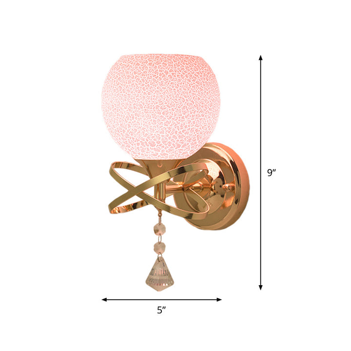 Lisslune | Post Modern Diamond Wall Light 1-Bulb Crystal Wall Mounted Lamp with Pink Broken Glass Shade