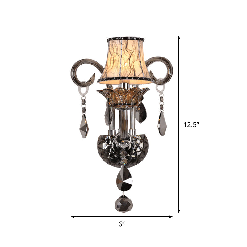 Lisslune | Smoke gray conical crystal wall lamp Modern 1/2-light living room wall mount lighting