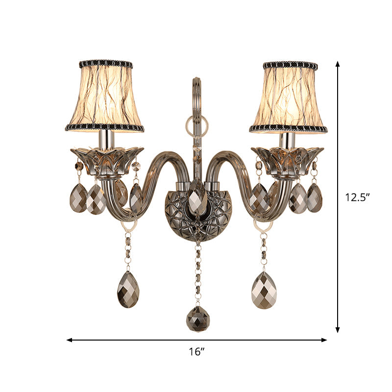 Lisslune | Smoke gray conical crystal wall lamp Modern 1/2-light living room wall mount lighting