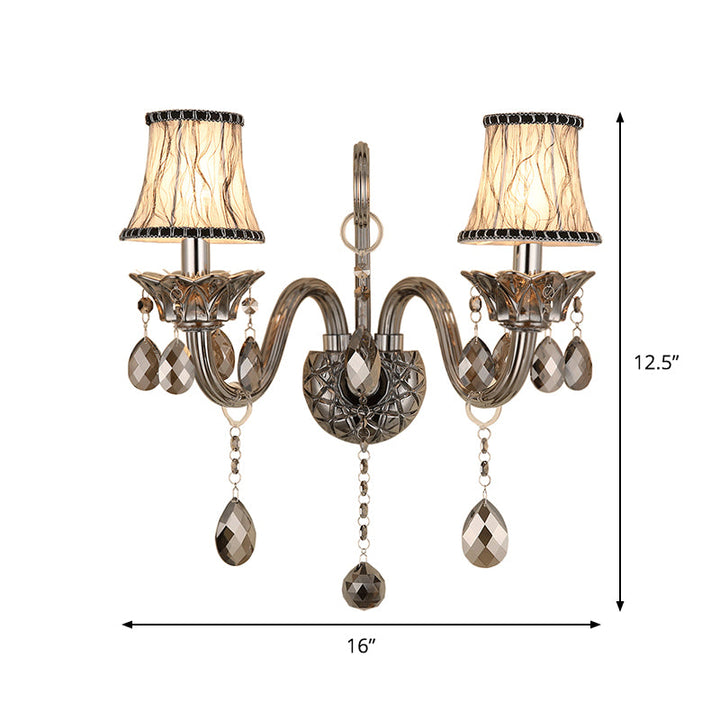 Lisslune | Smoke gray conical crystal wall lamp Modern 1/2-light living room wall mount lighting