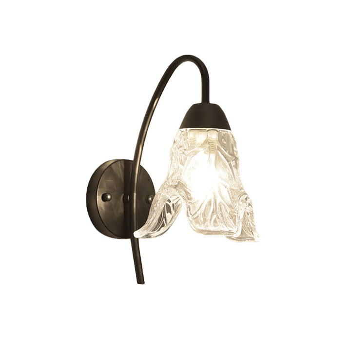 Lisslune | 1 Light Trapeze/Vase/Drum Wall Lamp Sconces Post Modern Black Metal Wall Mount Light with Clear Glass Shade