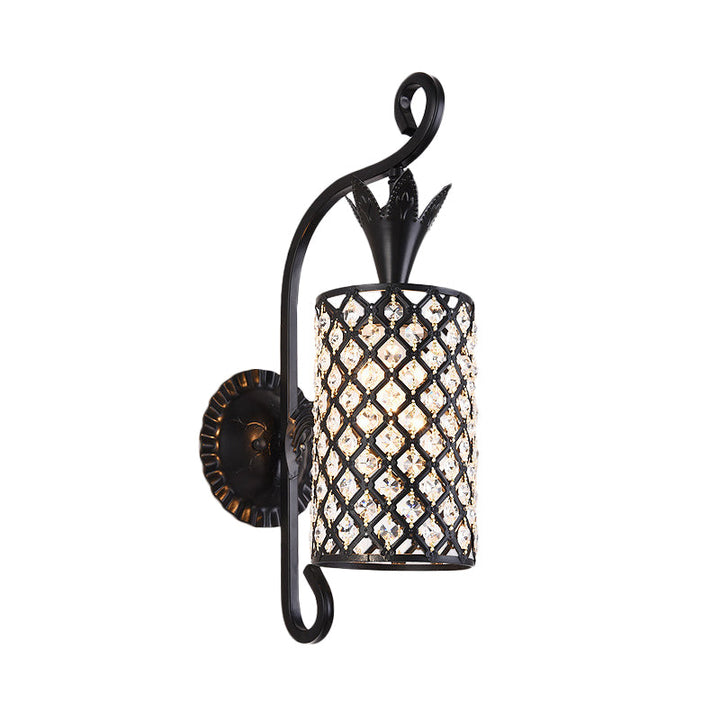 Lisslune | Inserted Crystal Square/Rhombus Wall Light Minimalist 1-Light Shade Wall Lighting Fixture in Black