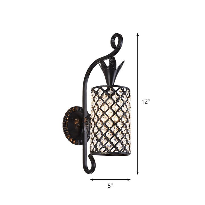 Lisslune | Inserted Crystal Square/Rhombus Wall Light Minimalist 1-Light Shade Wall Lighting Fixture in Black