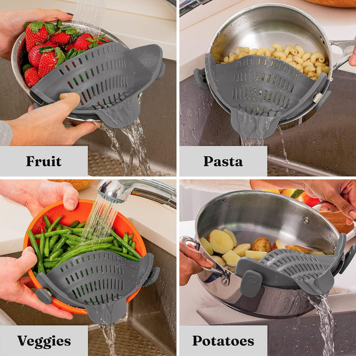 Lisslune | Silicone sieve with clip – Heat-resistant draining container for food