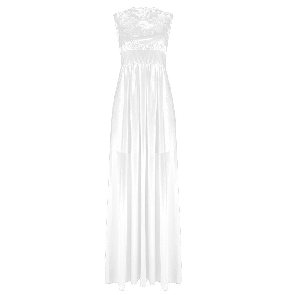 Women's evening dress with floral lace and flared skirt Lisslune