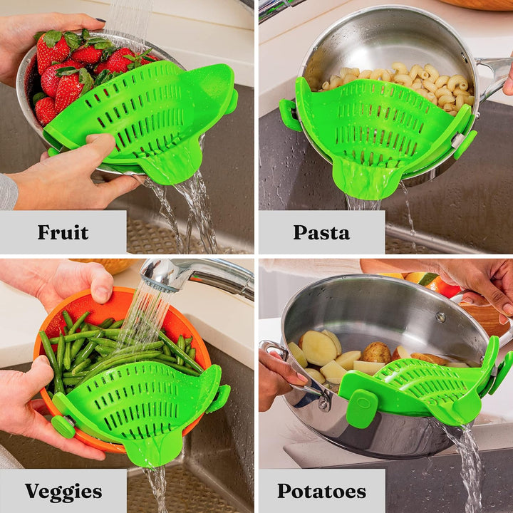 Lisslune | Silicone sieve with clip – Heat-resistant draining container for food