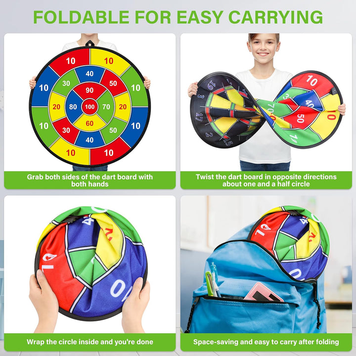 Lisslune | Large Double-Sided Dartboard for Kids – Play, Learn and Relax