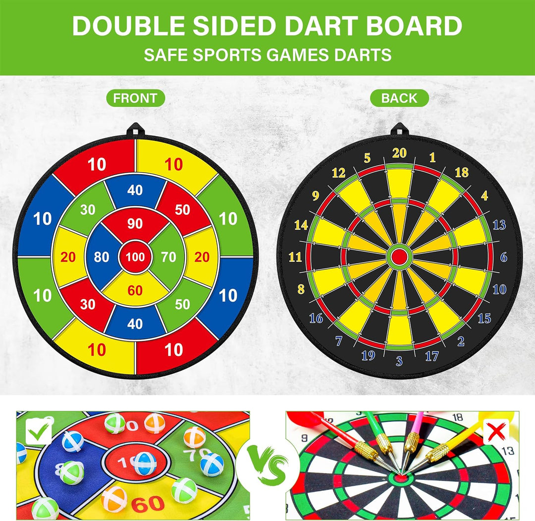 Lisslune | Large Double-Sided Dartboard for Kids – Play, Learn and Relax