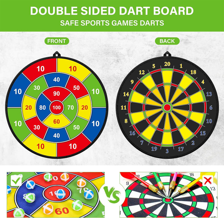 Lisslune | Large Double-Sided Dartboard for Kids – Play, Learn and Relax