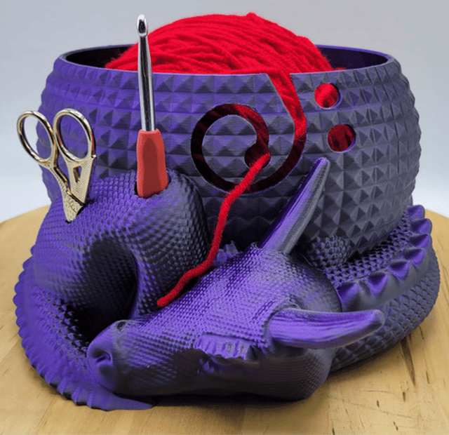 Lisslune | Large Fantasy Dragon and Egg Fantasy Bowl Knitting or Crochet Bowl
