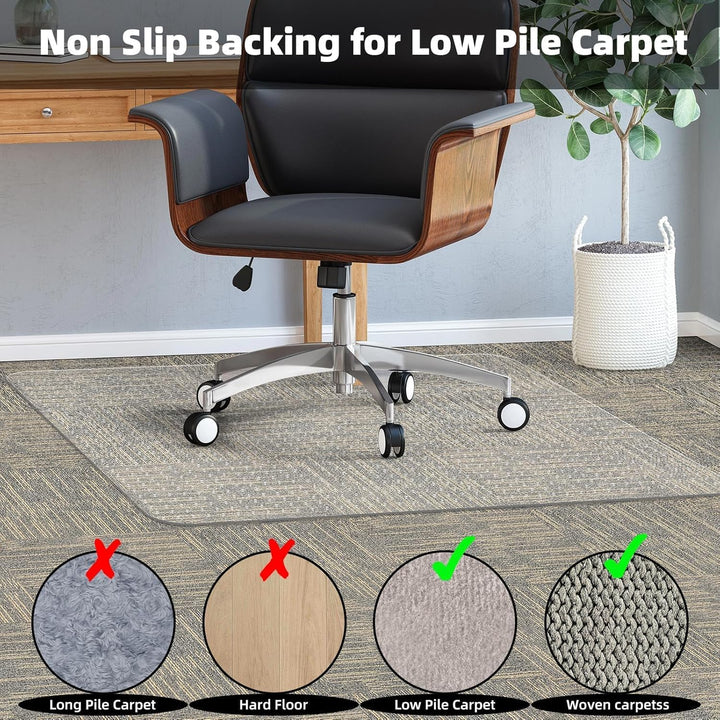 Lisslune | Clear PVC Office Chair Mat for Low-Pile Carpet Floors – 120×90 cm Protector – Myrida