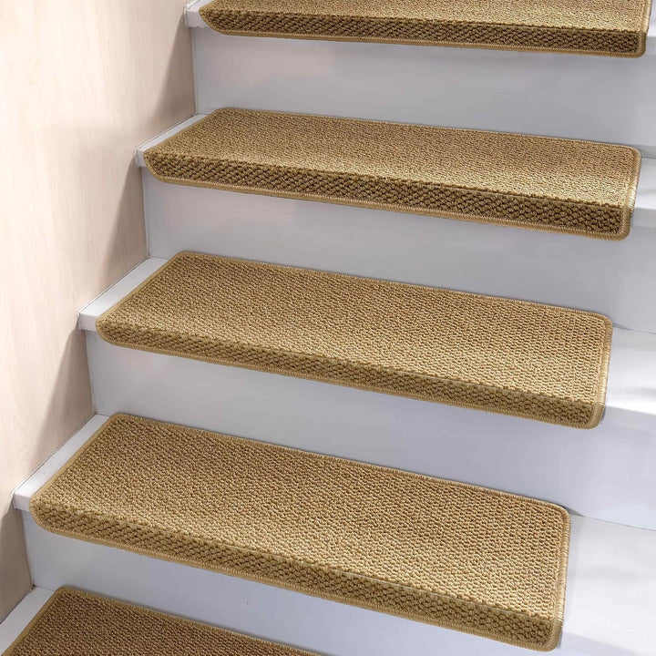 Lisslune | Non-Slip Bullnose Carpet Stair Treads with Edge Protection – Lureva (14 Pack, Beige)
