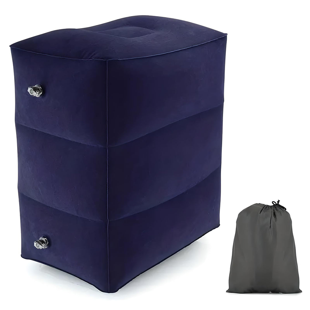Lisslune | Inflatable Travel Footrest | Ergonomic, Adjustable Height & Compact for Planes, Trains, Buses & Office Use