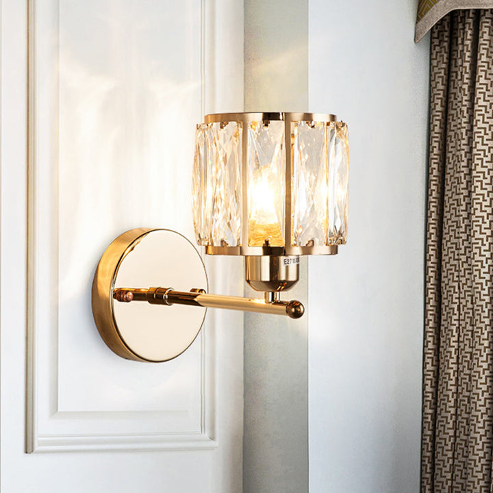 Skørter | Fringed Edge Crystal Gold Wall Lamp Cylinder 1 Head Simplicity Wall Lamp Light Fixture