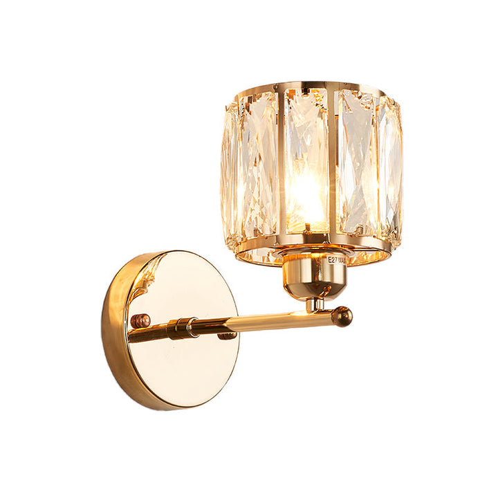 Skørter | Fringed Edge Crystal Gold Wall Lamp Cylinder 1 Head Simplicity Wall Lamp Light Fixture