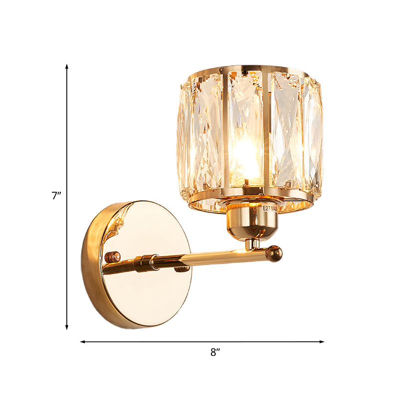 Skørter | Fringed Edge Crystal Gold Wall Lamp Cylinder 1 Head Simplicity Wall Lamp Light Fixture