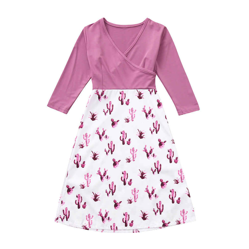 Women's wrap dress with striking cactus print and long sleeves Lisslune