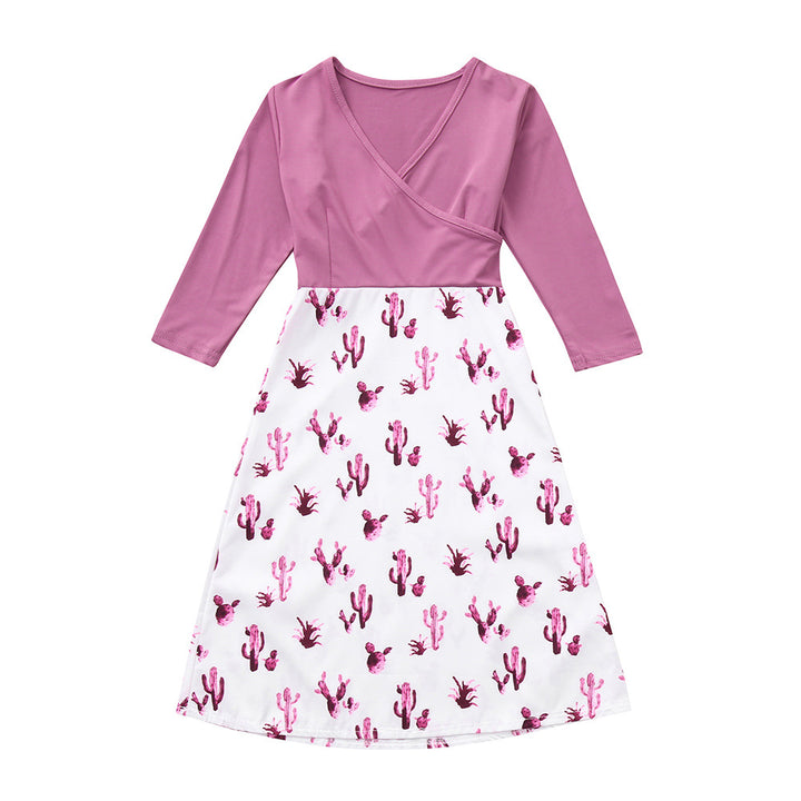 Women's wrap dress with striking cactus print and long sleeves Lisslune