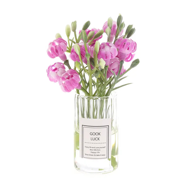 Lisslune | Hanging Mini Glass Vase Wind Chimes with Mini Flower Decor for Home and Dollhouse