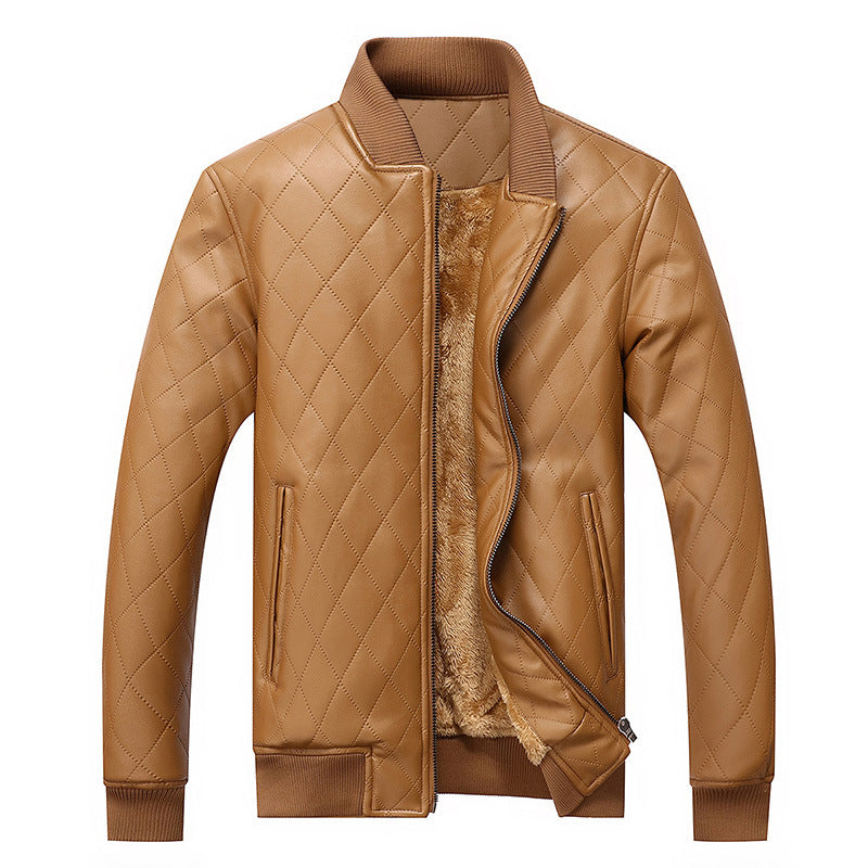 Men's quilted leather jacket with cozy inner lining Lisslune
