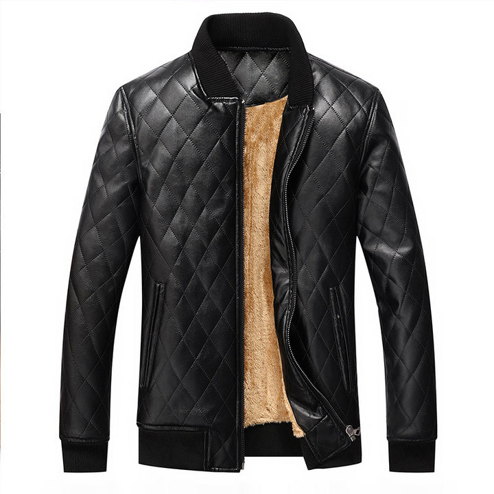 Men's quilted leather jacket with cozy inner lining Lisslune